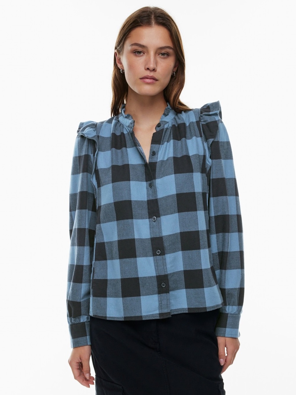 Wilfred Free Curiosity Shirt Blue Flannel Size M